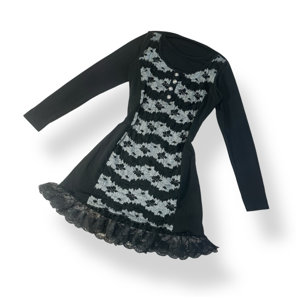 Gothic Lace Dress Preloved Top Goth Punk Rock Emo Queen Bee Diva y2k outfit | y2kstyle coquette grun