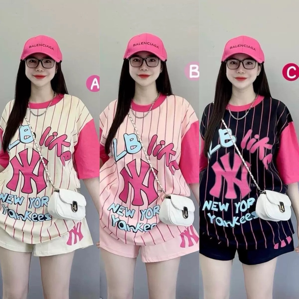 SET MLB CELANA PENDEK SET KAOS WANITA