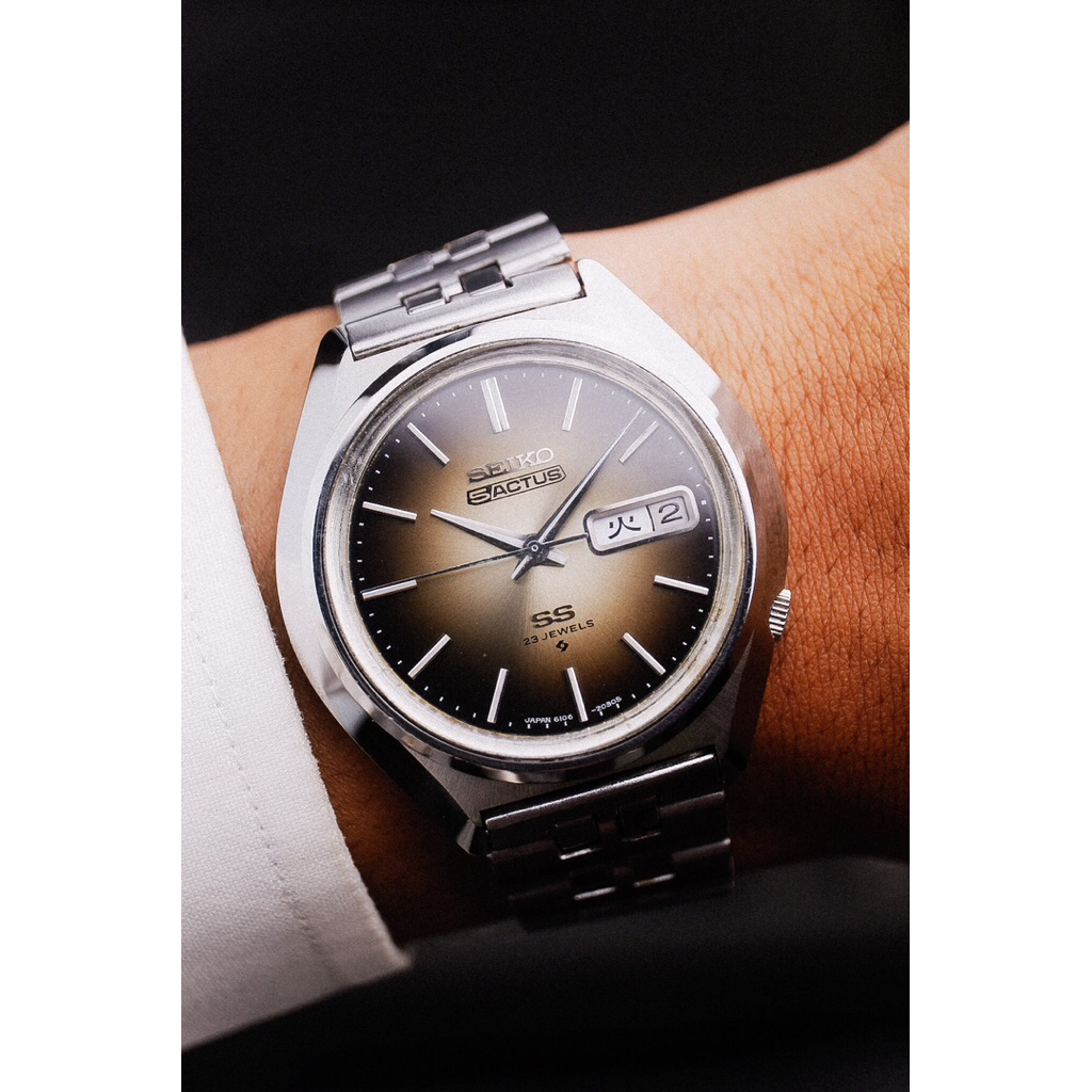 jam tangan seiko 5 actus ss 23 jewels brown dial