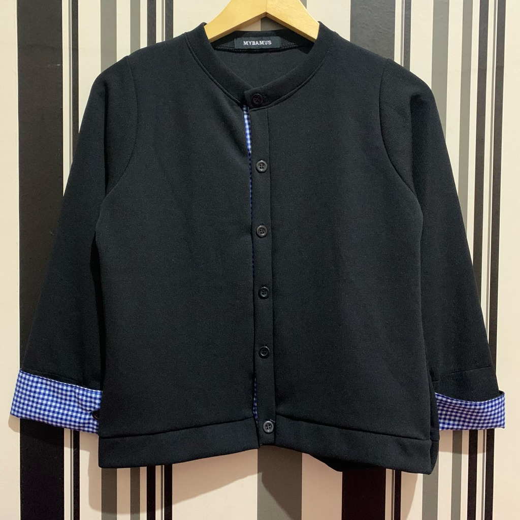 PRILTHISWAY [NEW] ORIGINAL BY MYBAMUS - KEMEJA OUTER CARDIGAN HITAM LENGAN PANJANG CROP TOP WANITA K