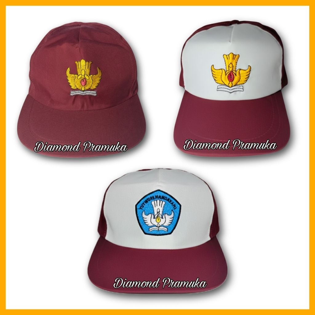 Topi Sekolah SD Topi SD Merah Putih Topi SD merah merah Topi SD Bordir Tut Wuri Handayani Topi SD Pr