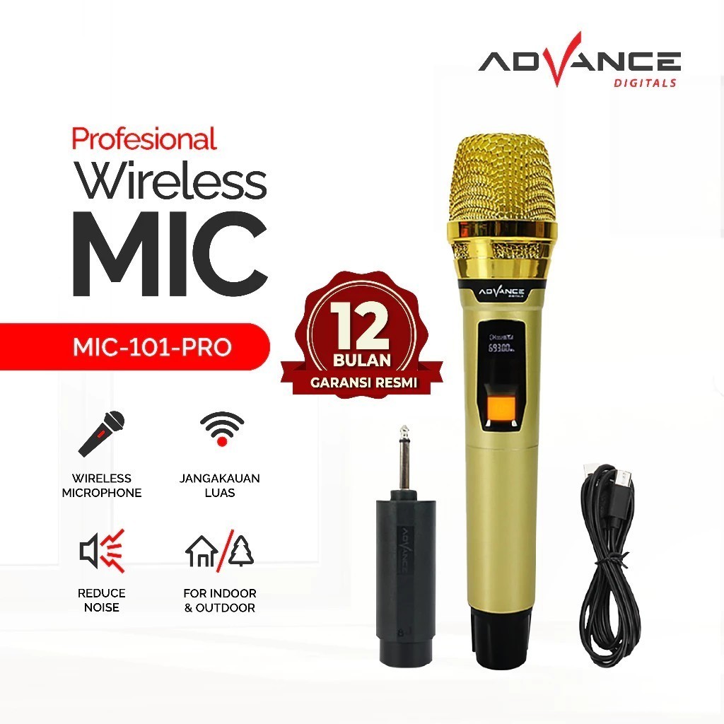 Advance Mic Karaoke Mikrofon Original Wireless Mic 101pro Microphone Profesional Mic Wireless Gold
