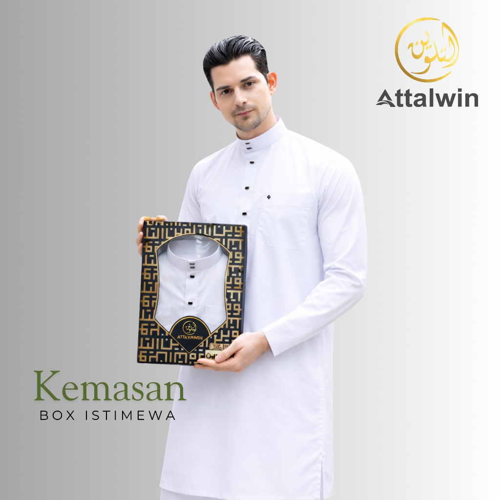 Attalwin - Gamis Jubah Pria Setelan Kurtah Umroh Haji Kemasan Box Premium SP059