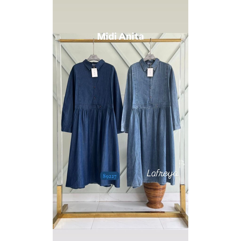 Cleome Lafreya Gamis Midi Anita  Fashion Muslim Wanita Import LFY