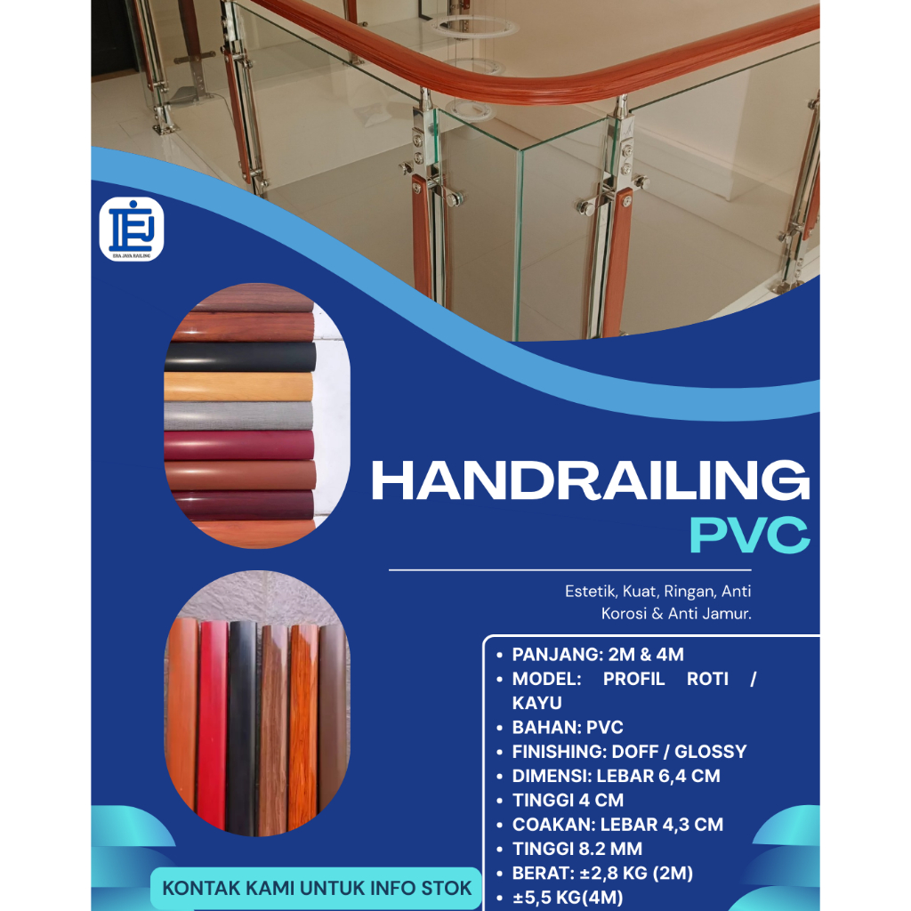PEGANGAN TANGGA PVC / HANDLE PVC / HANDRAILING PVC / HANDRAIL TANGGA STAINLESS