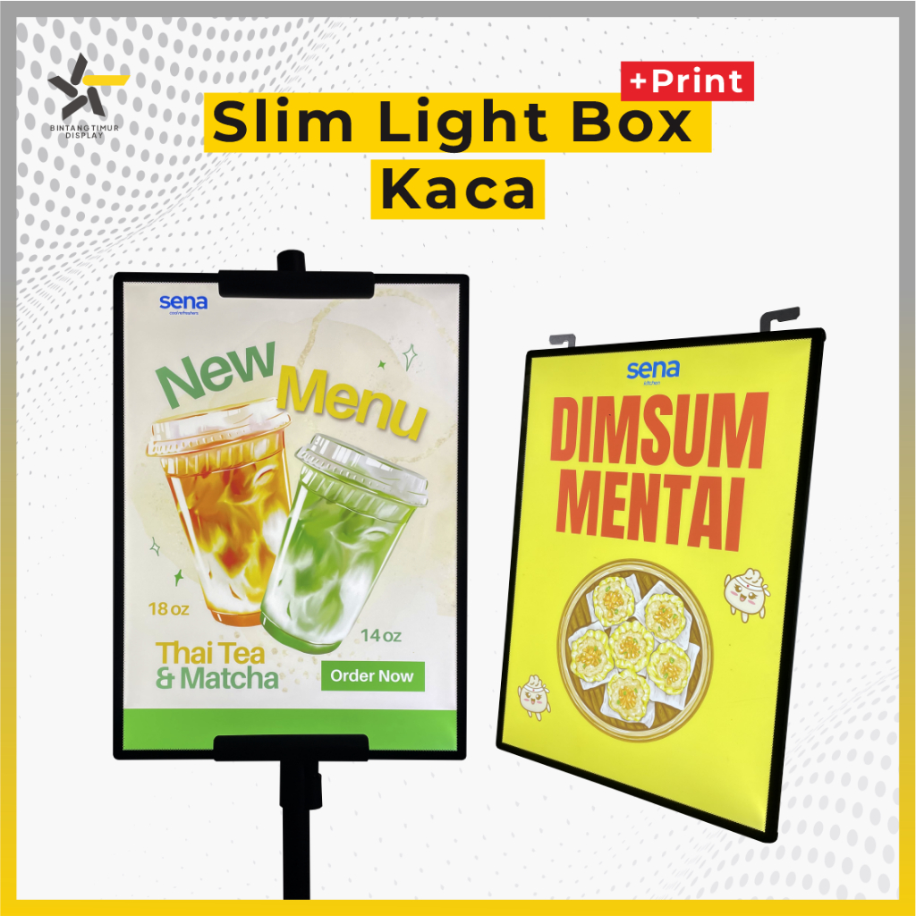 SLIM LIGHT BOX KACA + PRINT | Led Ultra Slim Light Box /Slim Light Frame/ INCLUDE PRINTING