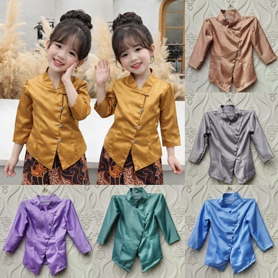 Promo Kebaya KARTINI Anak TK-SD Baju Adat Janggan Lengan Panjang Bahan Satin Premium Modern Murah