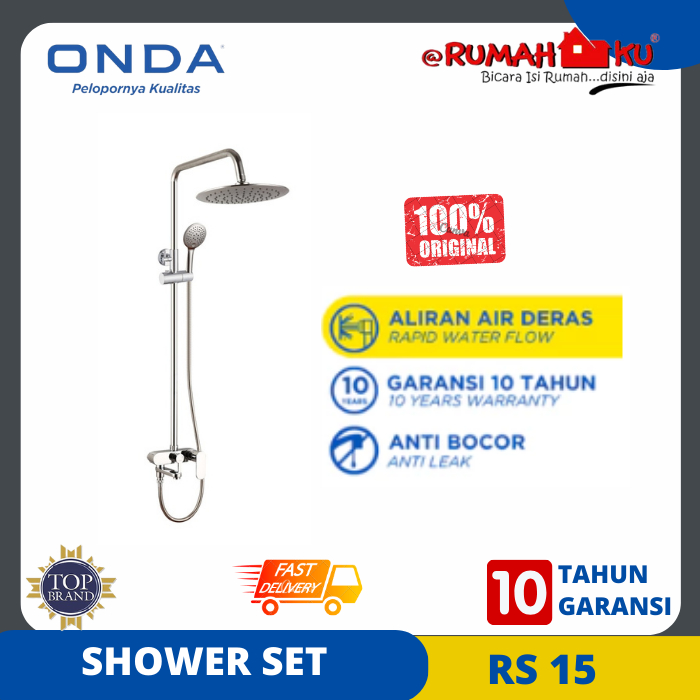 ONDA Rain Shower Set Kamar Mandi 3 in 1 RS 15 Shower Tiang Komplit Kran Panas Dingin Anti Bocor Show