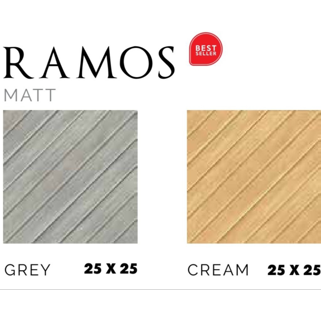Keramik Merk Asia Tile Ramos Cream/Grey ukuran 25x25 cm tekstur Matt