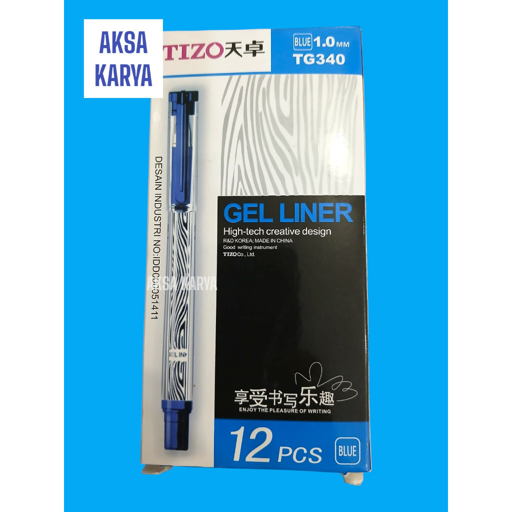 bulpoint tizo gel liner biru tinta hitam
