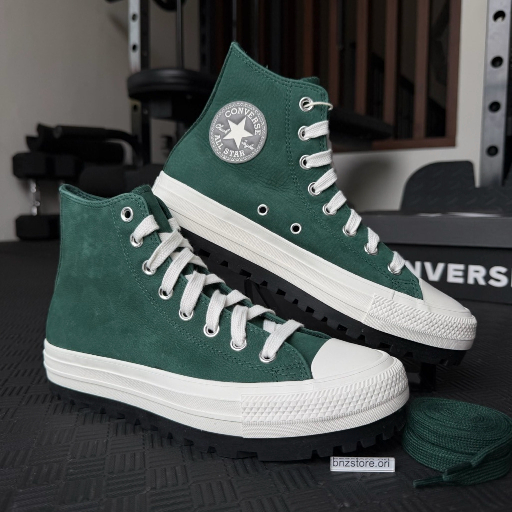 Sepatu Sneakers Pria Converse CTAS City Trek Leather Green Envy/White/Black