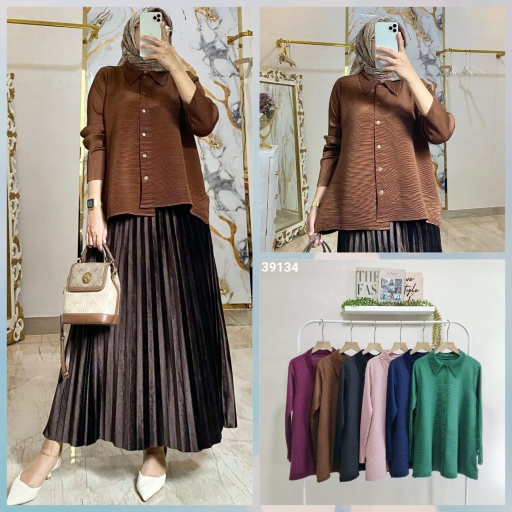 Blus Plisket Kerah Klasik Premium (Kode 193)
