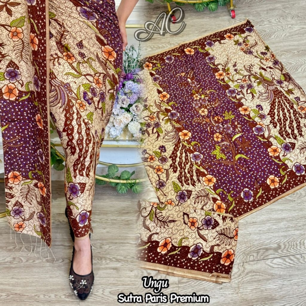 setelan kain selendang batik sutra paris