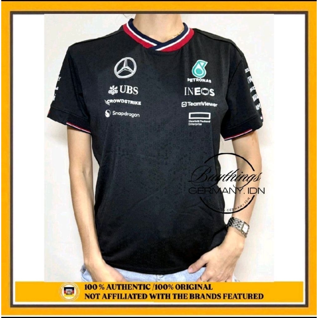 T*MMY.H MERCEDES F1 WOMEN JERSEY BLACK (100% AUTHENTIC) - JERSEY