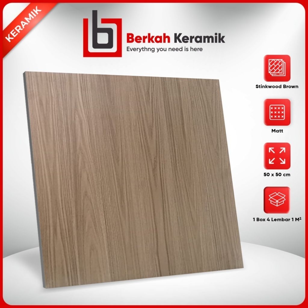 Keramik Cutting Motif Kayu 50x50 StinkWood Brown
