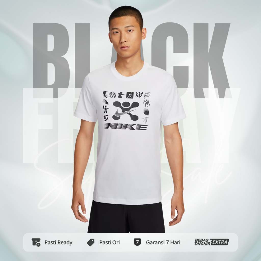 Kaos Nike Original Pria Fitness T-Shirt - white HJ3625