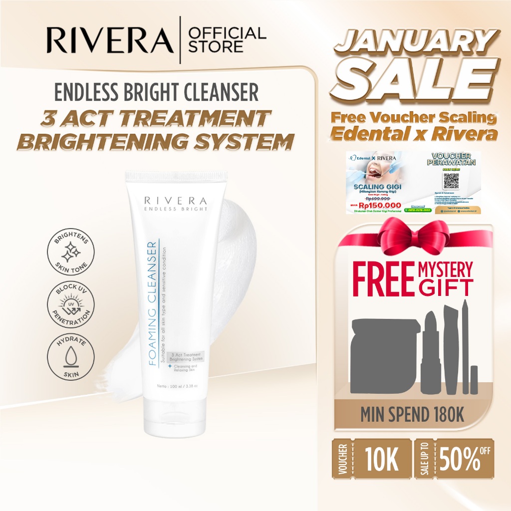 Rivera Endless Bright Foaming Cleanser 100ml - (DP 3) - Sabun Cuci Muka Pencerah Kulit