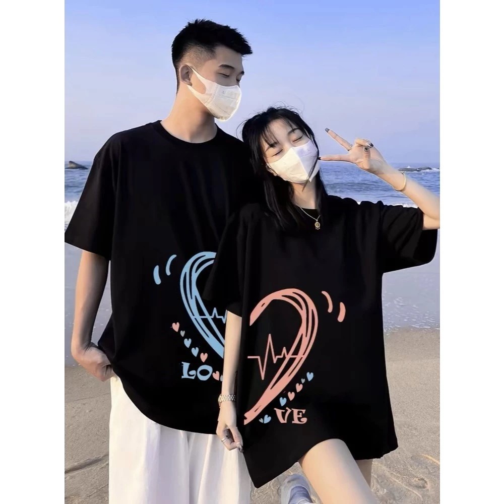 Baju Kaos Couple Pasangan kapel kapelan pacar kompakan PULSE LOVE terbelah remaja aesthetic keren
