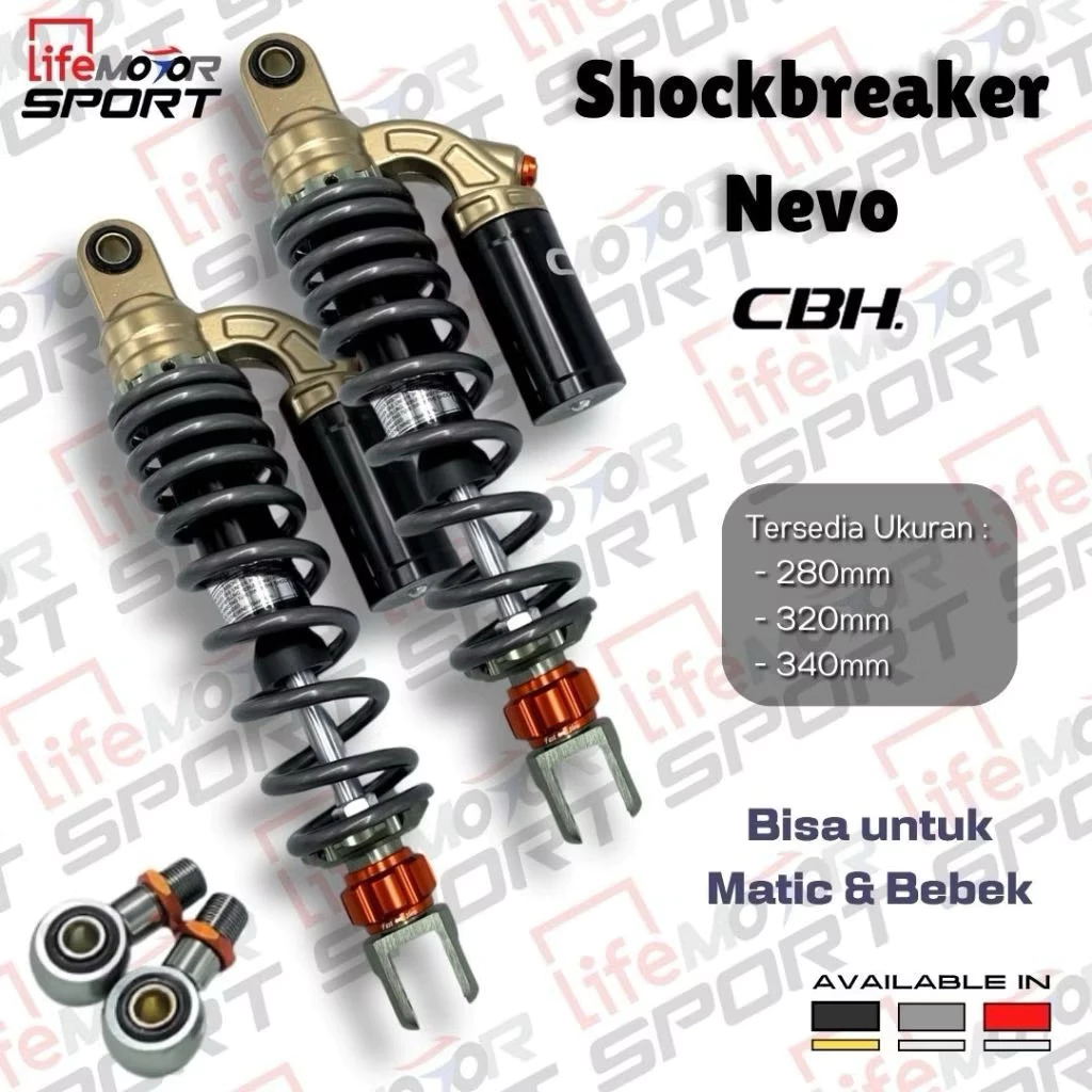 Shockbreaker CBH Nevo Shock Belakang Double Shock 280mm 320mm 340mm Nmax Aerox Pcx Mega Pro Mx king 