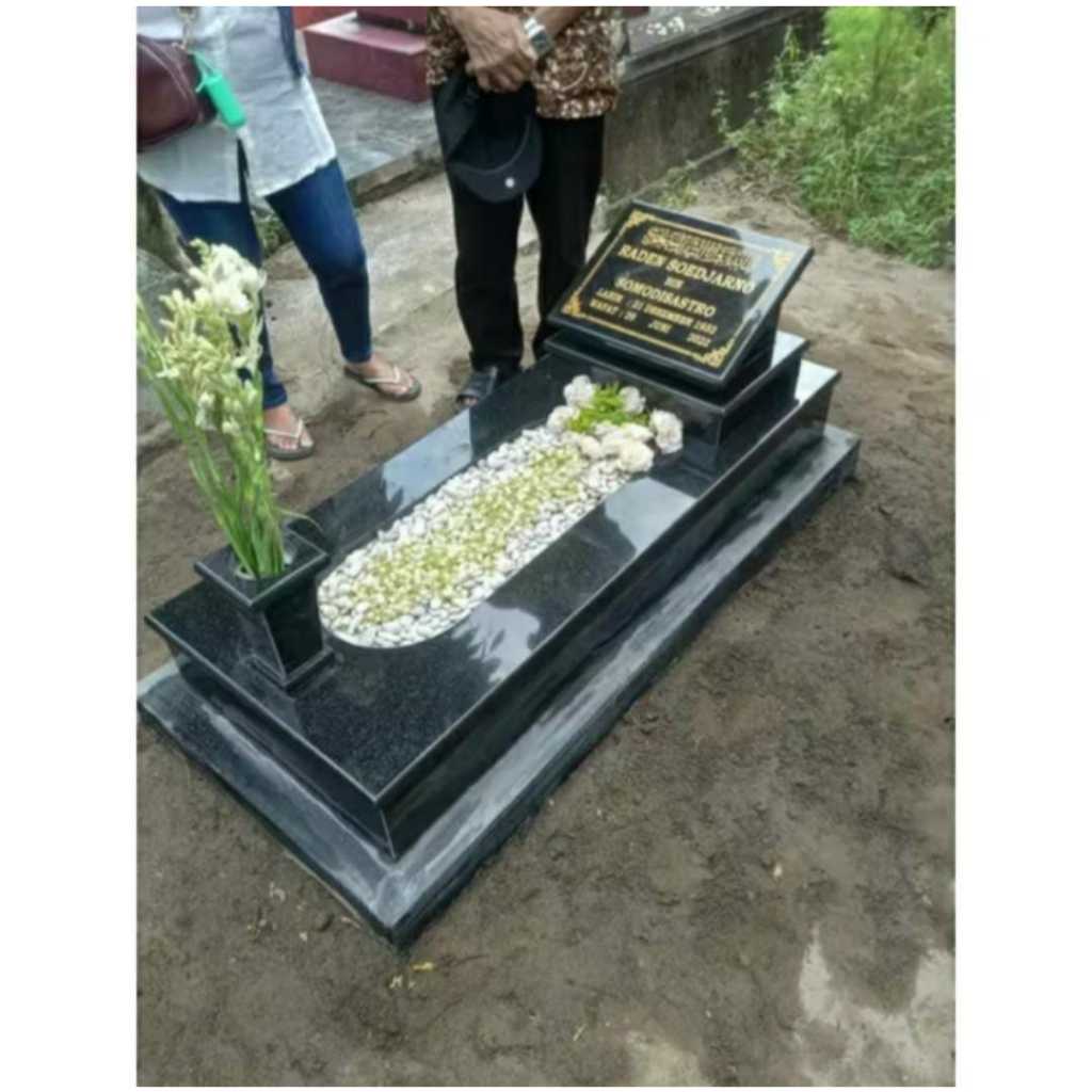 NISAN MAKAM FULL BADAN BAHAN BATU GRANIT BLACK GOLD IMPORT UKURAN 50X120