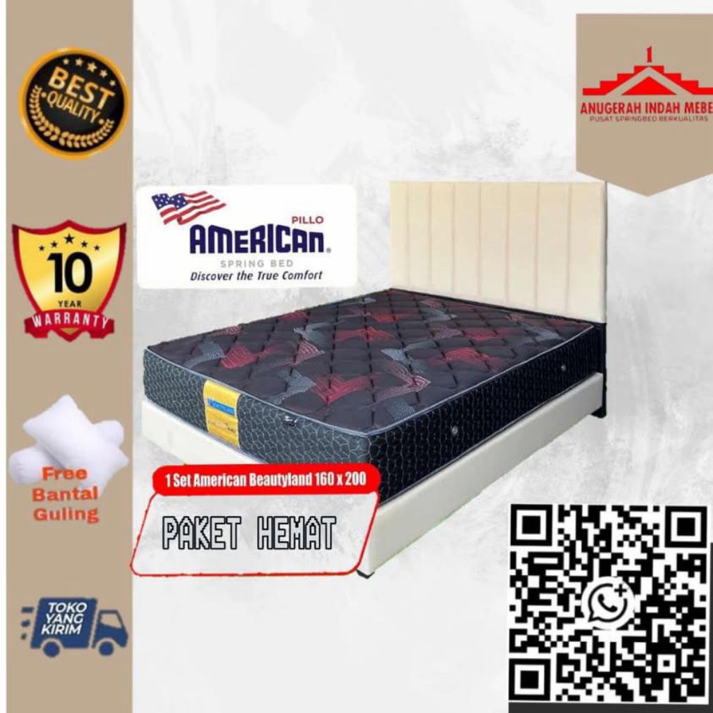 SpringBed American Beautyland Ukuran 160X200 SpringBed Murah Berkualitas Promo Bed Set
