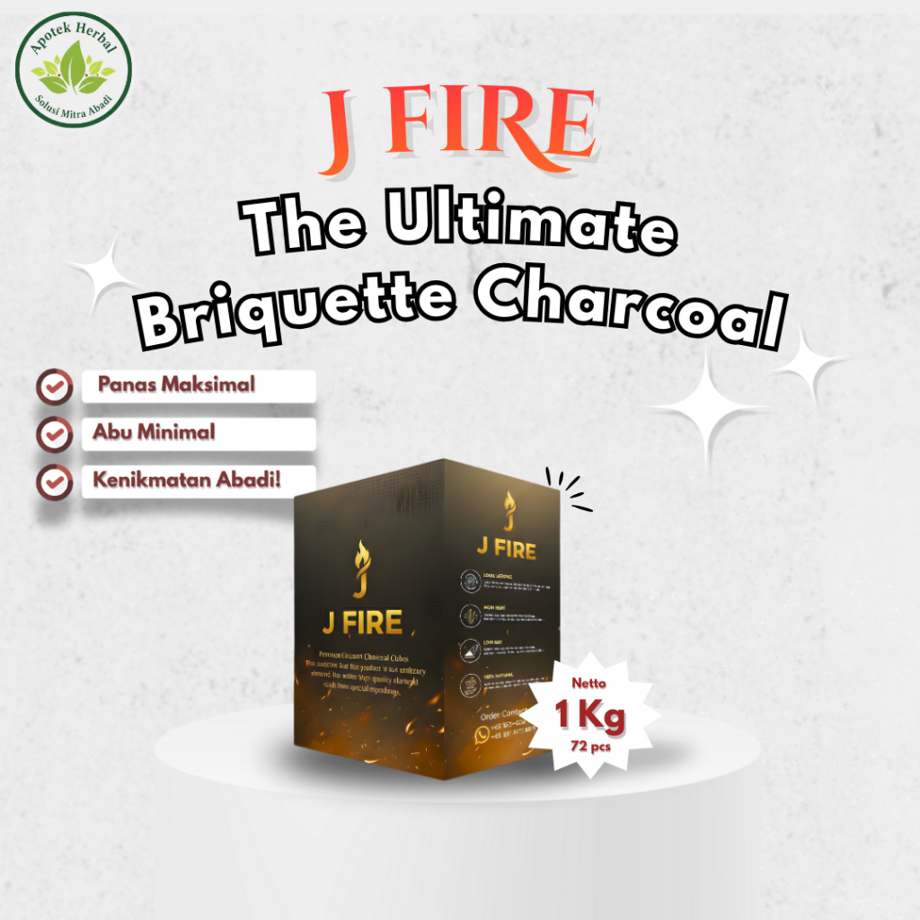 [Grosir] J-Fire Premium Coconut Charcoal Cube Briket Arang Kelapa 1kg Tahan Lama Minim Asap & Abu