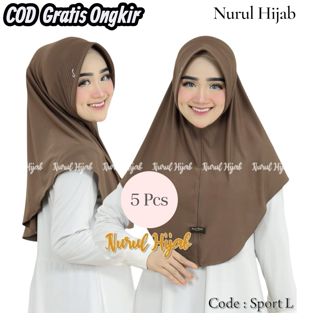 BILA JAYA - (5 PCS) JILBAB BERGO SPORT L PET LOGO HAMIDAH PREMIUM HIJAB OLAHRAGA MENUTUP DADA HIJAB 