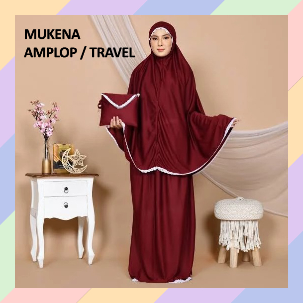 JA15 Mukena AMPLOP Travel Traveling Dewasa Jumbo Polos Mini Motif Souvenir Murah Warna Warni Cantik 