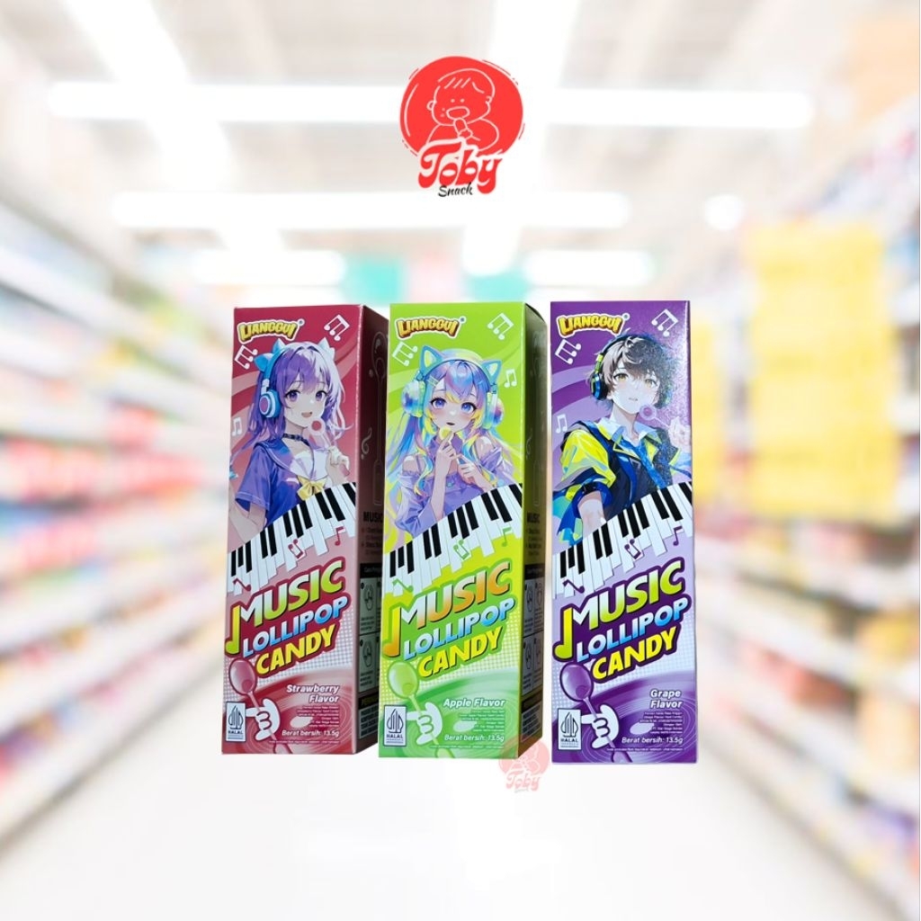 Lianggui Music Lolipop Candy 13,5 gr / Permen lolipop musik / Permen lolipop halal rasa Apel Anggur 