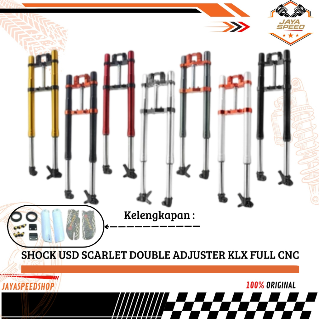 " SCARLET RACING " SHOCK UPSIDE DOWN USD DOUBLE ADJUSTER KLX 150 FULL CNC " 910Mm "