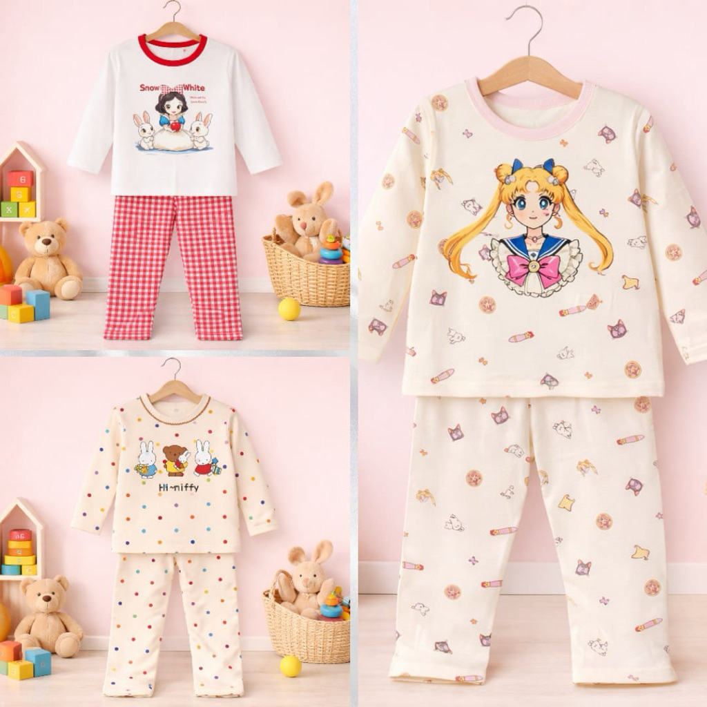 Pranashop - Baju Tidur Anak 1-4 tahun Setelan Baju Anak Cewek Lengan Panjang Celana Panjang Perempua