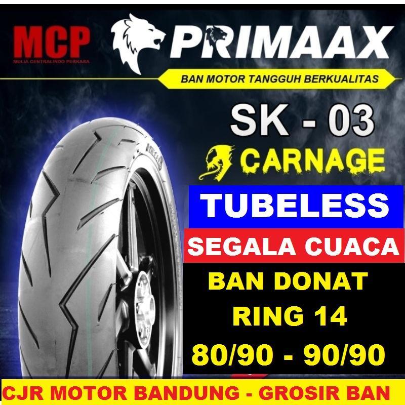 BAN PRIMAAX SK 03 80/90 90/90 RING 14 BAN DONAT HARIAN TUBELESS PRIMAX SK03 BAN TUBLES MOTOR BEAT MI