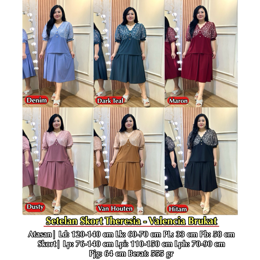 FINA BIGSIZE - ( THERESIA SETELAN SKORT ) SETELAN SKORT WANITA JUMBO BIGSIZE
