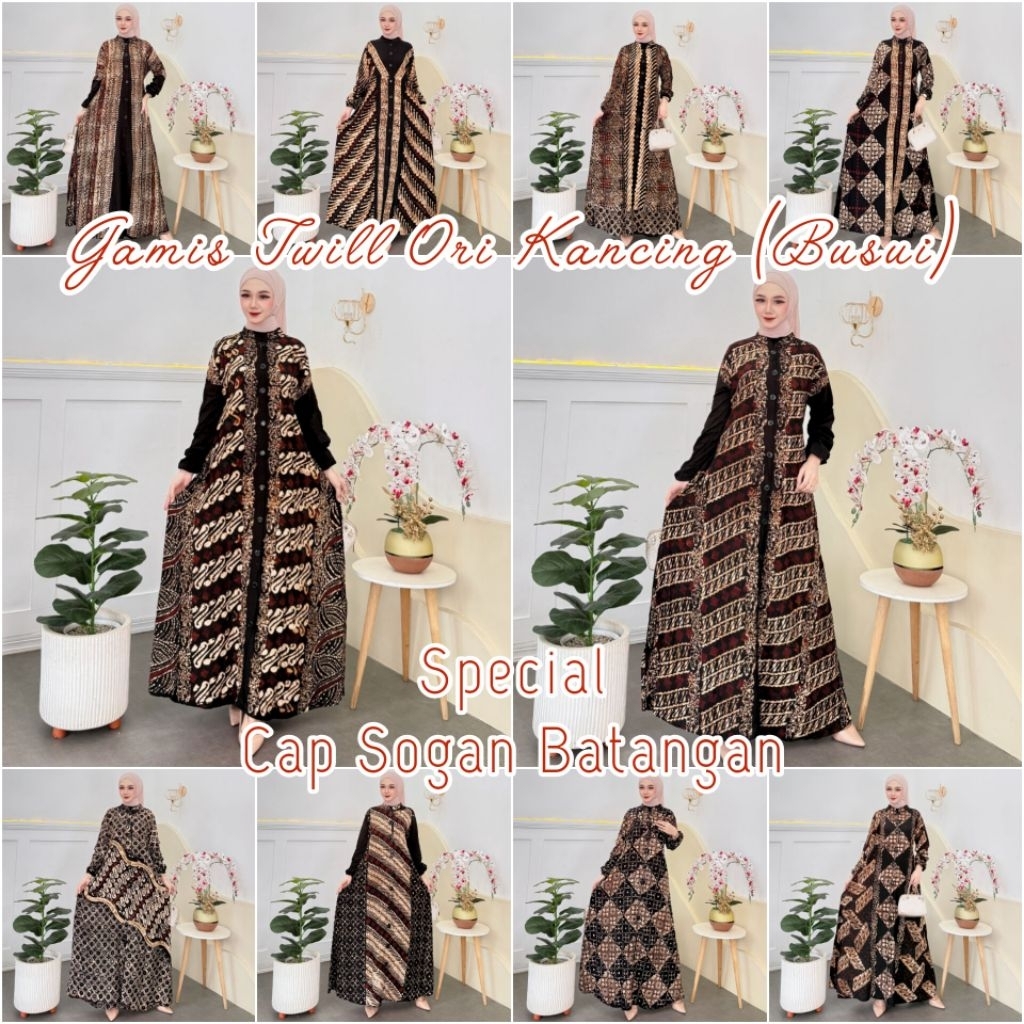 NEW COLLECTION || SPECIAL CAP SOGAN BATANGAN || Gamis Twill Ori KANCING (Busui) || Motif Batik || Al