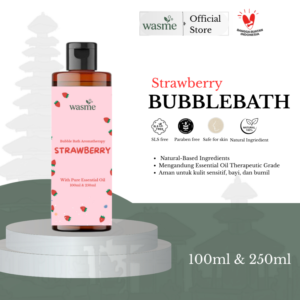 Wasme Bubble Bath Aromatherapy Strawberry Sabun Mandi Busa Bubble Bath Sabun Mandi Busa Premium 100m