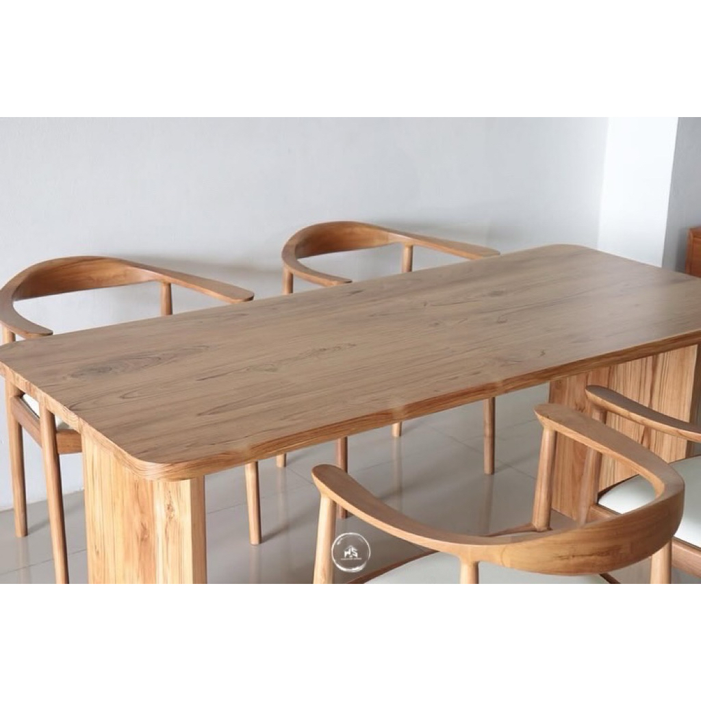 set meja makan kursi makan busa kayu jati
