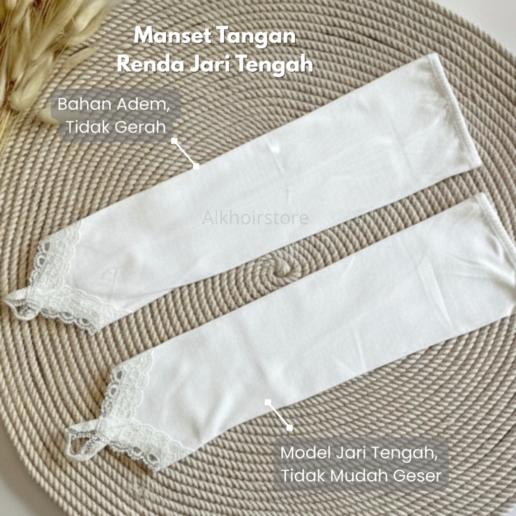 Manset Tangan Renda Jari Tengah Cantik untuk Wanita Muslimah