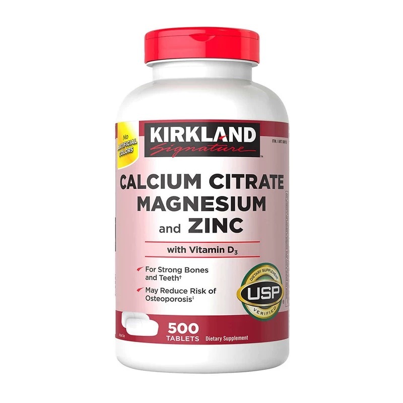 [EXP.2028]Kirkland Signature Calcium Citrate Magnesium Zinc 500 Tablet Kalsium, Magnesium, Seng + Vi
