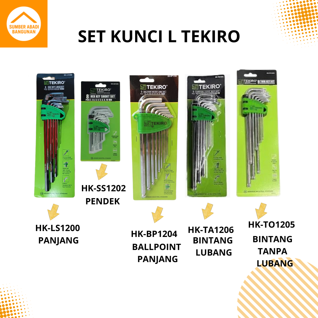 Paket Super Lengkap Set Kunci L TEKIRO Kuat, Presisi & Serbaguna (Hex & Bintang) Wajib Punya Master 
