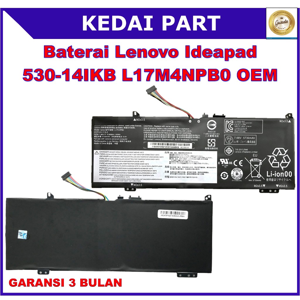 Baterai Lenovo Yoga 530-14IKB-81EK00LP 81EK00NMGE Ideapad 530s-14IKB 530s-15IKB