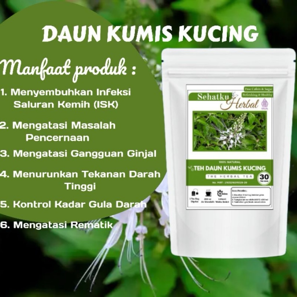Teh Daun Kumis Kucing 20 pcs PREMIUM ORIGINAL / Teh Batu Ginjal 20pcs / Teh kumis kucing