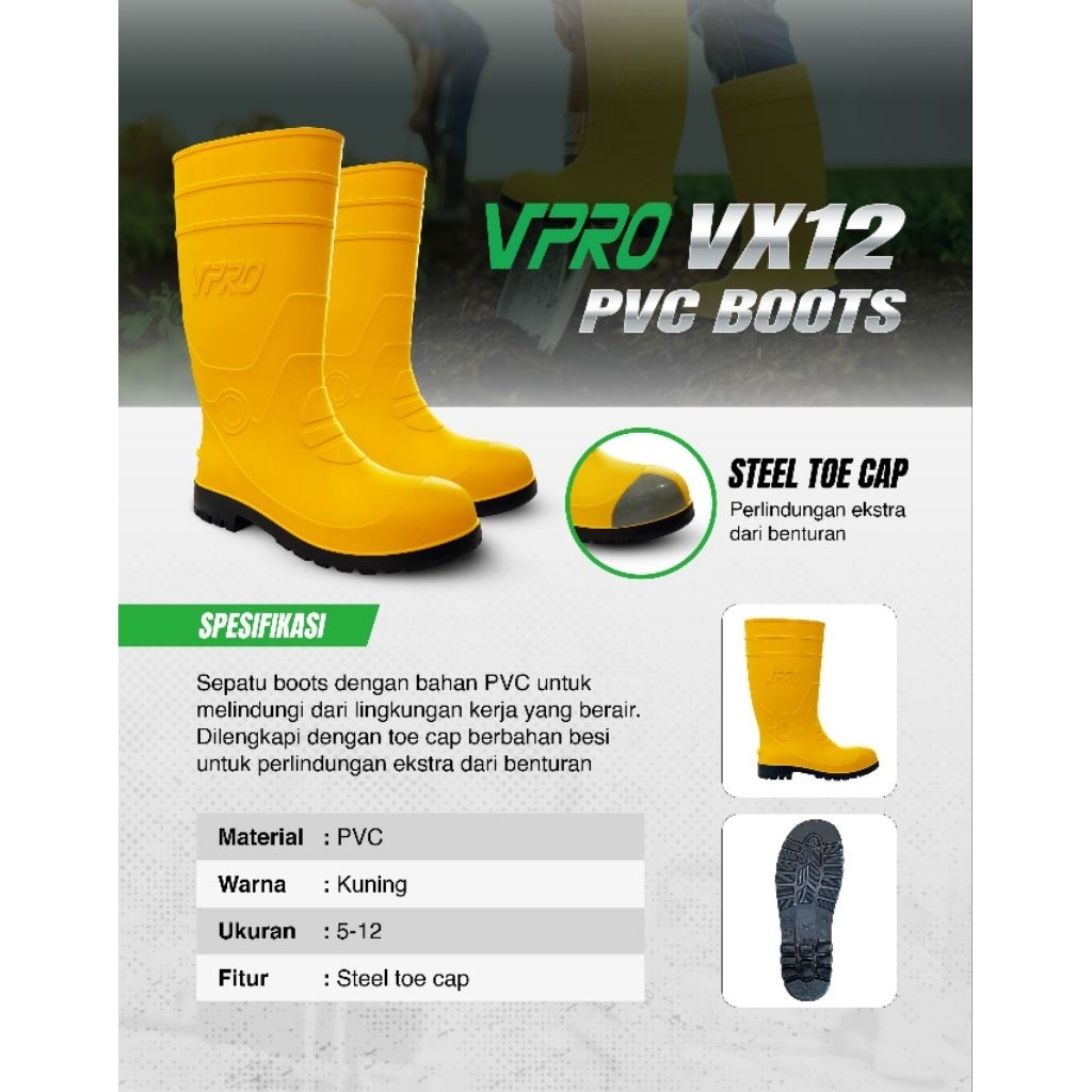 Sepatu Safety boot VPRO VX12 / PVC Boot VPRO VX12