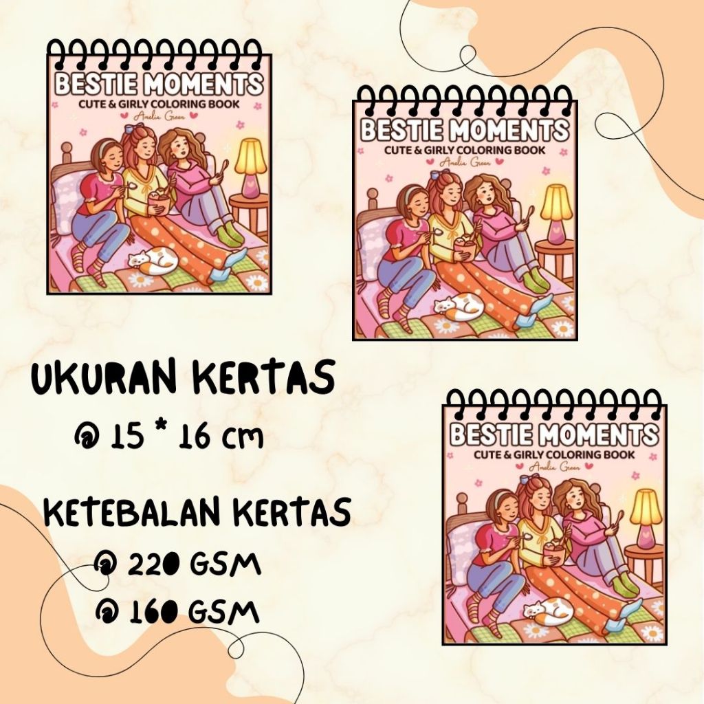Buku Aktivitas Mewarnai Coloring Book Tema BESTIE MOMENTS Kertas Bc Tebal 220 gsm Murah Gambar Jelas
