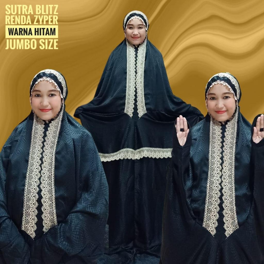 Mukena Sutra Blitz Lajuran Renda Gyper Katun