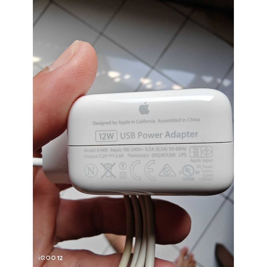 charger + kabel lightning 12watt ipad pro 10,5 ipad mini original 12watt copotan second iBox