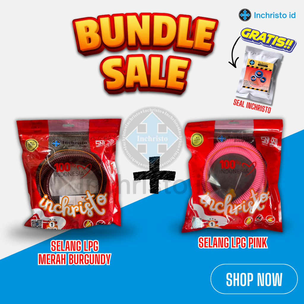 PAKET BUNDLING HEMAT SELANG GAS LPG INCHRISTO BURGUNDY + INCHRISTO PINK | SELANG GAS LPG BAJA PREMIU