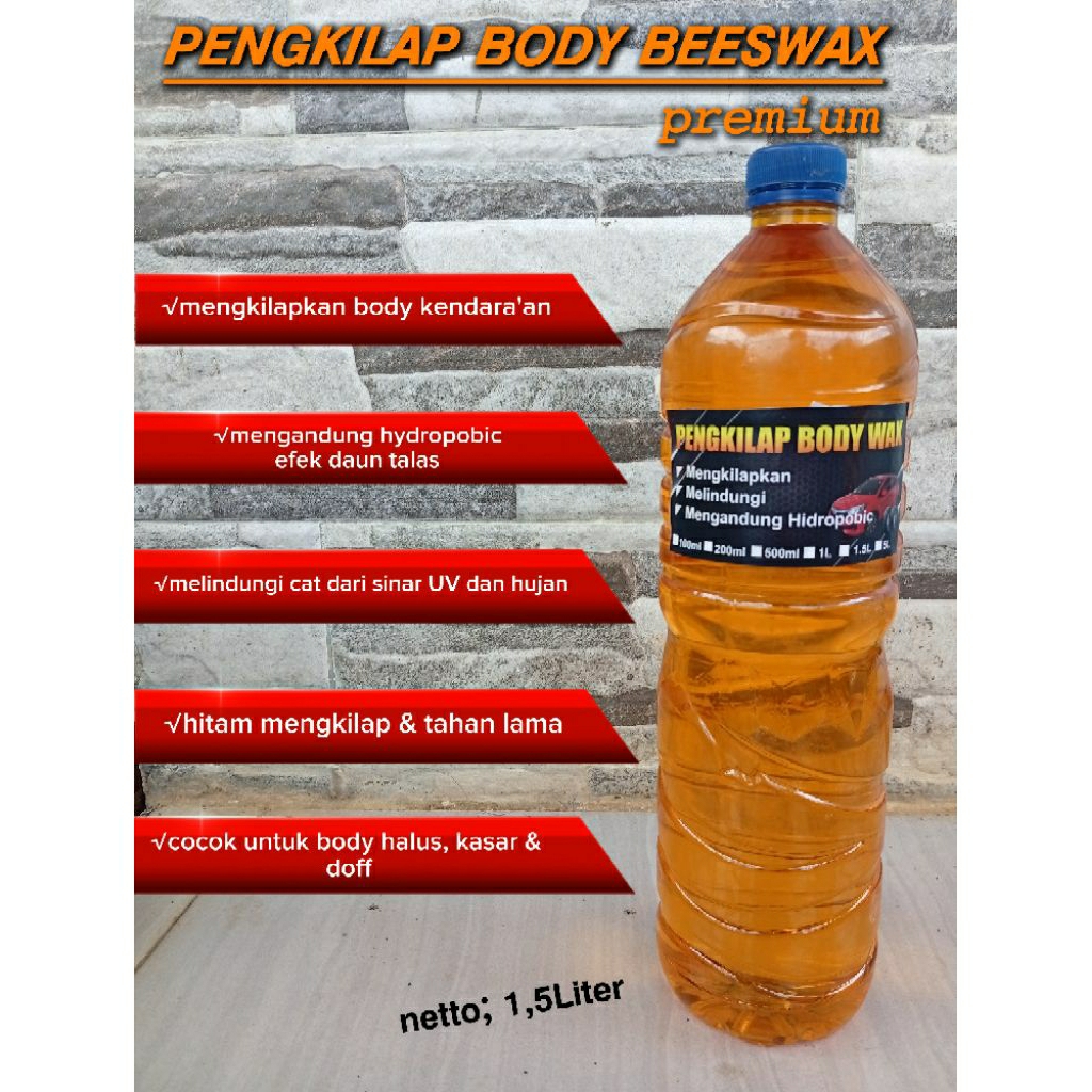 pengkilap bodi motor dan mobil, pengkilap beeswax cair, pengkilap body motor dan mobil efek daun tal