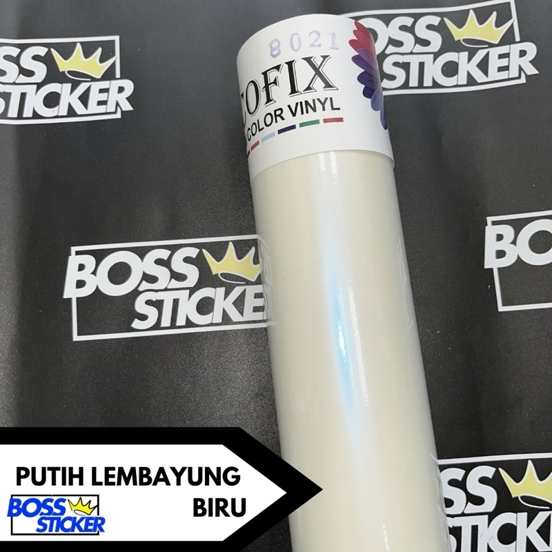 [ ROLL ] Sticker Putih Lembayung Biru - Stiker Putih Lembayung Biru - Skotlet Putih Lembayung Biru