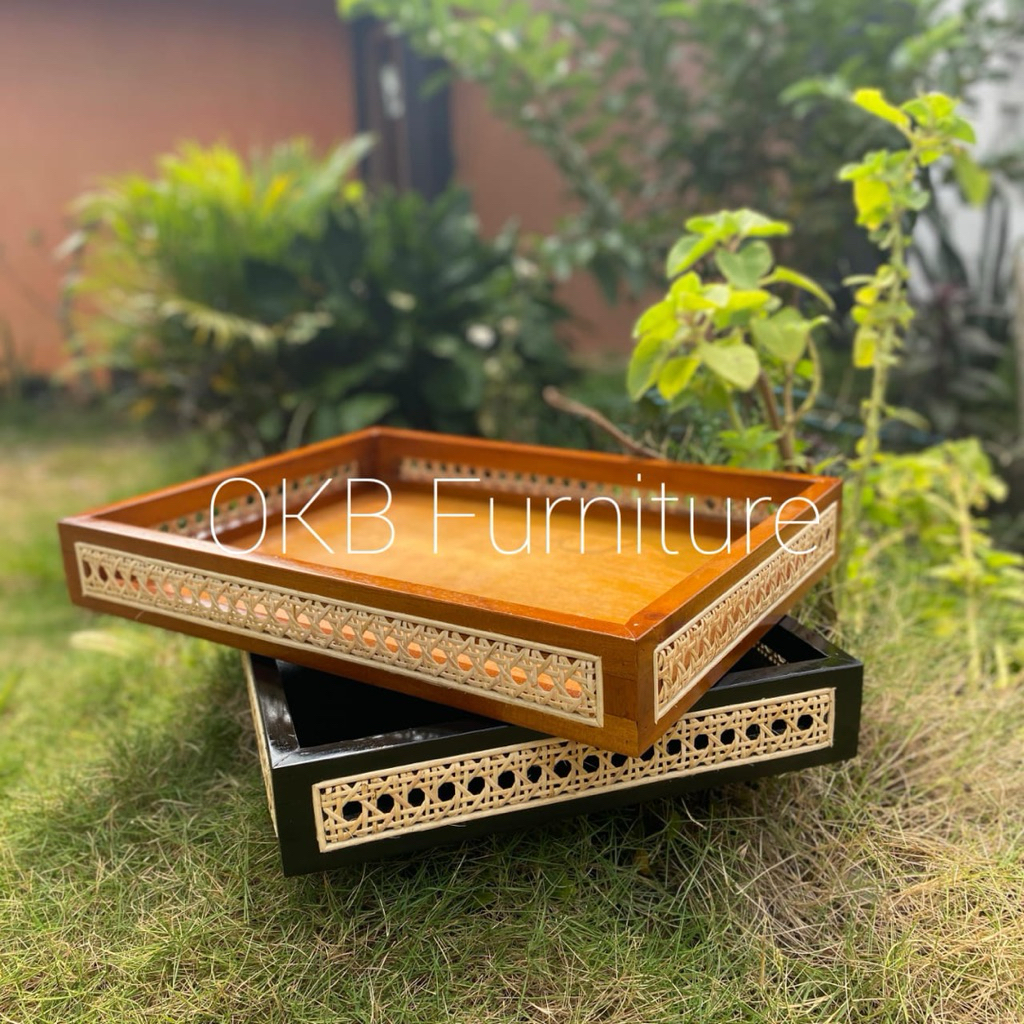 Nampan Rotan Simple Elegan Nampan Rotan Tray Baki Rotan