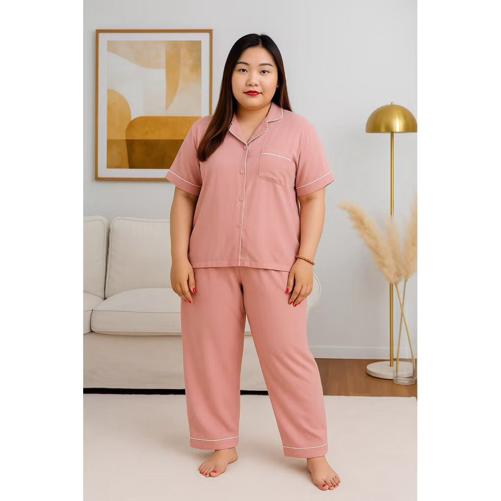 Piyama Baju Tidur Wanita warna Pink Big Size celana panjang